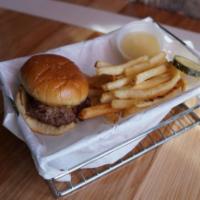 Kids Slider · A beef slider with cheese. Served with your choice of fries and applesauce.