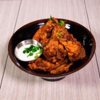 Wings Fra Diavolo · 10 jumbo spicy Buffalo wings served with a side of blue cheese dressing.