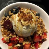 Hapa Bowl · Acai blended with strawberries, blueberries, bananas and apple juice. Topped with vanilla ic...