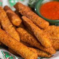 Breaded Zucchini · Zucchini sticks coated with Italian cheeses and lightly seasoned bread crumbs.