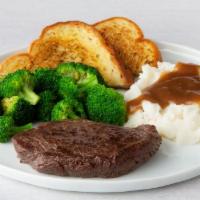 6 oz. Top Sirloin · Grilled in garlic steak butter and served with Texas toast.  Served with choice of two sides.