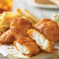Fish and Chips · Golden-fried white fish with tartar sauce, seasoned french fries, choice of 1 side and Texas...