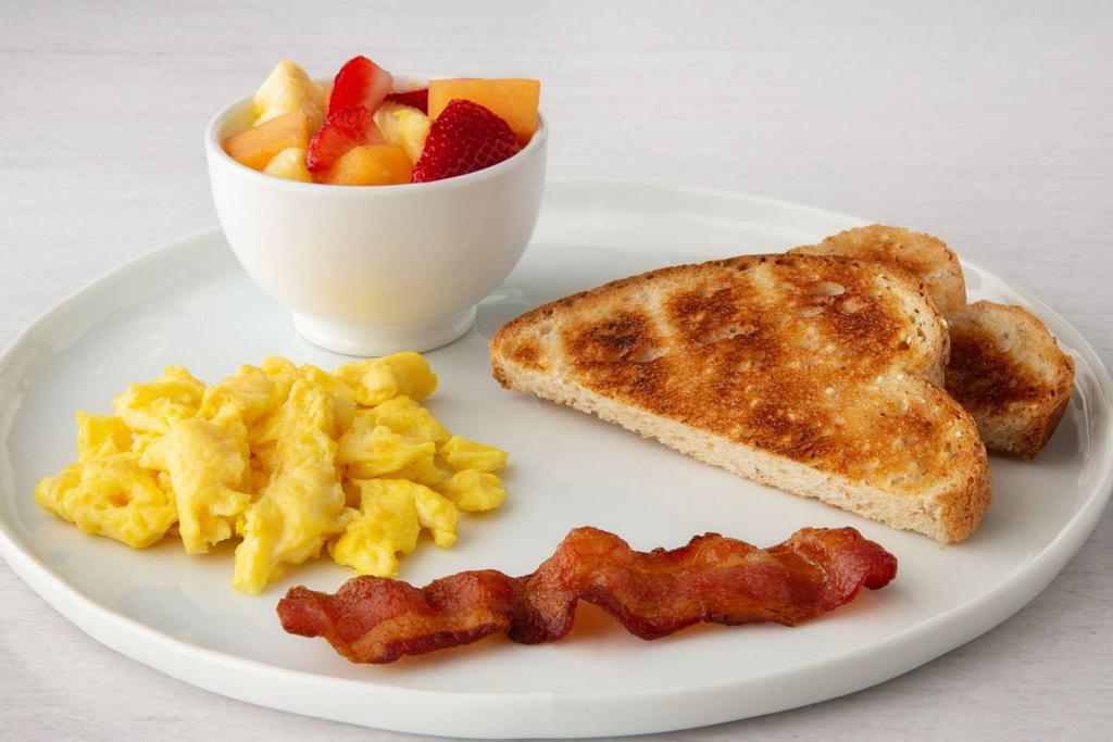 Junior Breakfast · One fresh egg, any style, choice of one strip of cherrywood bacon or sausage link and toast with jelly.