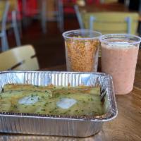 Chicken Enchiladas Suizas Meal for 4 · Machaca chicken, red Chile sauce, tomatillo sauce, jack geese, and topped with sour cream. Y...