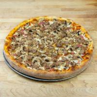 Pizza a la Toto's No. 2 · Salami, mushrooms, and sausage.
