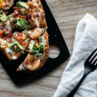 South Rim Shrimp Flatbread · Shrimp, mozzarella, Parmesan. Fresh pico, avocado, cilantro.