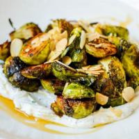 Brussels Sprouts · herbed goat cheese, local bare honey,
toasted almonds