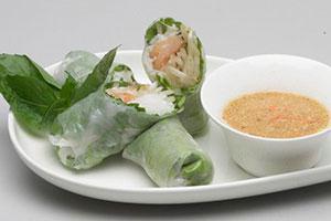 Nime Chow · 2 pieces. Fresh roll with lettuce, bean sprouts, basil leaves and rice noodles. Served with ...