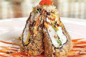 Mi Ni Me Special Fusion Roll · White fish, avocado, cream cheese, jalapeno, with panko outside, tempura style, served with ...