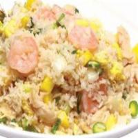 Pineapple White Fried Rice · Shrimp, chicken, pineapples, onions, scallions and eggs. No soy sauce.