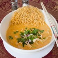 Ns2. Khao Soy · Egg noodles in curry. Choice of chicken, pork or tofu with egg noodles in curry. With egg no...
