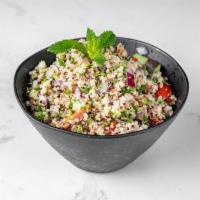 Quinoa Salad · Mixed greens, red onion, tomatoes, parsley, mint, celery, dry cranberries, mixed with olive ...