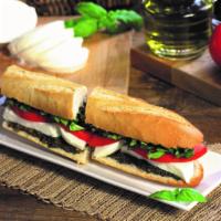 #1. Italian Caprese Sandwich · Mozzarella, tomatoes, fresh basil, basil pesto, extra virgin olive oil and balsamic vinegar.