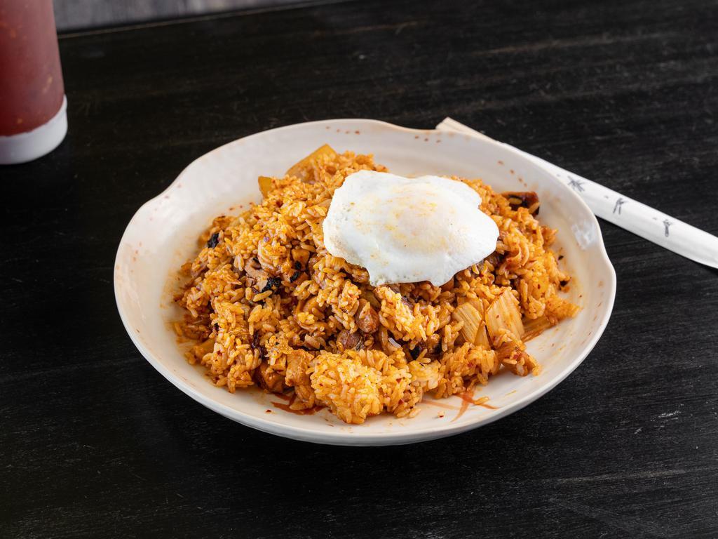 Kimchi Fried Rice · Korean style stir-fried rice with kimchi and your choice of meat. Gluten free.