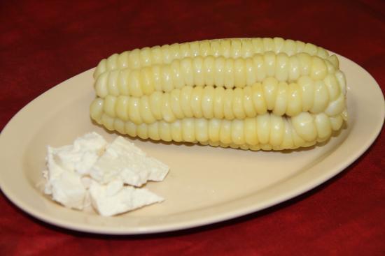 Choclo with cheese  · Peruvian corn served with cheese