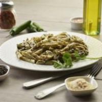 Pesto Chicken Pasta · This pasta has out signature pesto sauce, penne pasta, sliced spinach & all-natural garlic c...