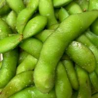 Steamed Edamame · Steamed soy beans topped with sea salt.