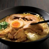 Ramen · Choice of soup. Served with BBQ pork, a 1/2 boiled egg, seaweed, bamboo shoots, green onions...