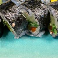 Vegetable Roll · Seaweed salad, avocado, bell pepper, carrot, and cucumber.  5 pieces.