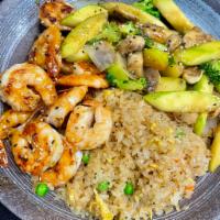 Hibachi Shrimp · Hibachi Style Shrimp with wok sauteed vegetables and fried rice.  Served with mushroom soup ...