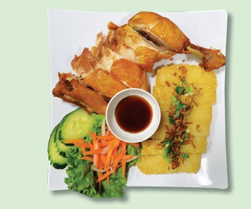 34. Xoi Chay Ga Chien Gion · Crispy chicken with pan-fried sticky rice.