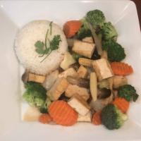37. Com Rau Cai Xao Chay · Stir-Fried Season Vegetable with Rice