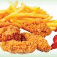 13. Kids Chicken Strips & French Fries · Kid Drink Included 