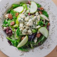 III Forks Salad · Toasted pecans, blue cheese, Granny Smith apples and maple pecan vinaigrette.
