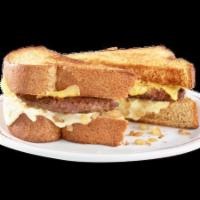 Patty Melt · Ground beef patty with American and Swiss cheeses, caramelized onions, grilled on whole whea...