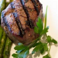 Top Sirloin · 10 oz center cut, green beans with toasted almonds, mashed potatoes.
