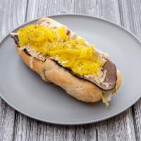 2. Dave's World Famous Sub  · Delicious tender roast beef, succulent chicken, lettuce, tomato, sliced banana peppers, Swis...
