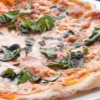 Margherita Pizza · Thin-crust pizza with marinara, mozzarella cheese, and fresh basil.