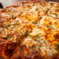 Tony Salerno · Sausage, pepperoni, mushroom, onion, green peppers.

Our specialty pizzas are uniquely creat...