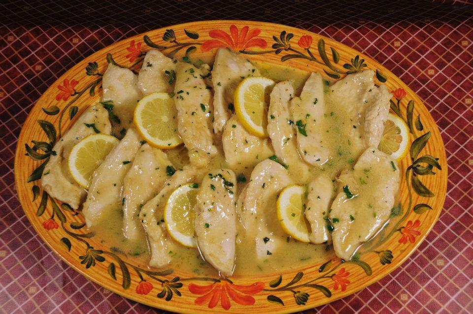 Chicken Limone · With lemon butter and white wine sauce. Served with mostaccioli, marinara sauce and our homemade bread.