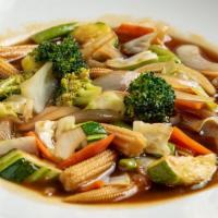 Mixed Vegetable Stir Fry · Broccoli, carrot, cabbage, onion, baby corn, snap pea, zucchini, and quickly wok-tossed with...