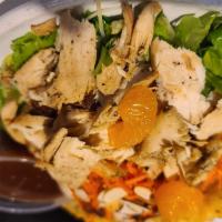 Asian Salad · Grilled Chicken Breast (4oz), Carrots, Almonds, and Mandarins, Romaine lettuce. Asian dressi...