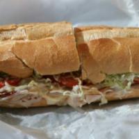 Turkey Bacon Ranch · Toasted with Smoked Turkey, Bacon, Swiss Cheese, Lettuce, Tomato & Ranch Dressing.