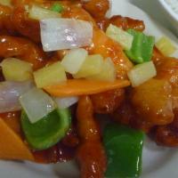 Sweet and Sour Chicken · Sweet and sour sauce mixed with breaded juicy chicken, vegitables and pineapple, comes with ...