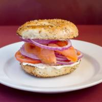 Super Nova · Smoked nova, onion, tomato, capers on a bagel with plain cream cheese.

We will honor your b...