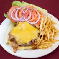 Big Bacon Cheeseburger · 8oz Hand Crafted burger with melted cheese and grilled bacon on a toasted brioche bun. Serve...