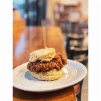 Chicken Biscuit · Flaky biscuit with an all natural fried chicken breast. (547 cal.)  