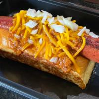 Doggone Good Hotdog · TMB Wagyu Frank, Four Sixes Chuck Wagon Chili, shredded cheese, on a sweet lobster roll.

Se...