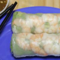 5 - Shrimp Summer Rolls · Shrimp, rice vermicelli, green leaf lettuce, lettuce, bean sprout, mint, Chinese chives and ...