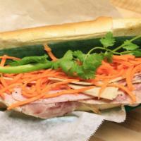 121 - Vietnamese Hoagie · 3 Vietnamese cold cuts, butter, pate, pickled carrots, cucumber, jalapeno peppers and cilant...