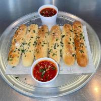 Garlic Parm Breadsticks · with marinara.