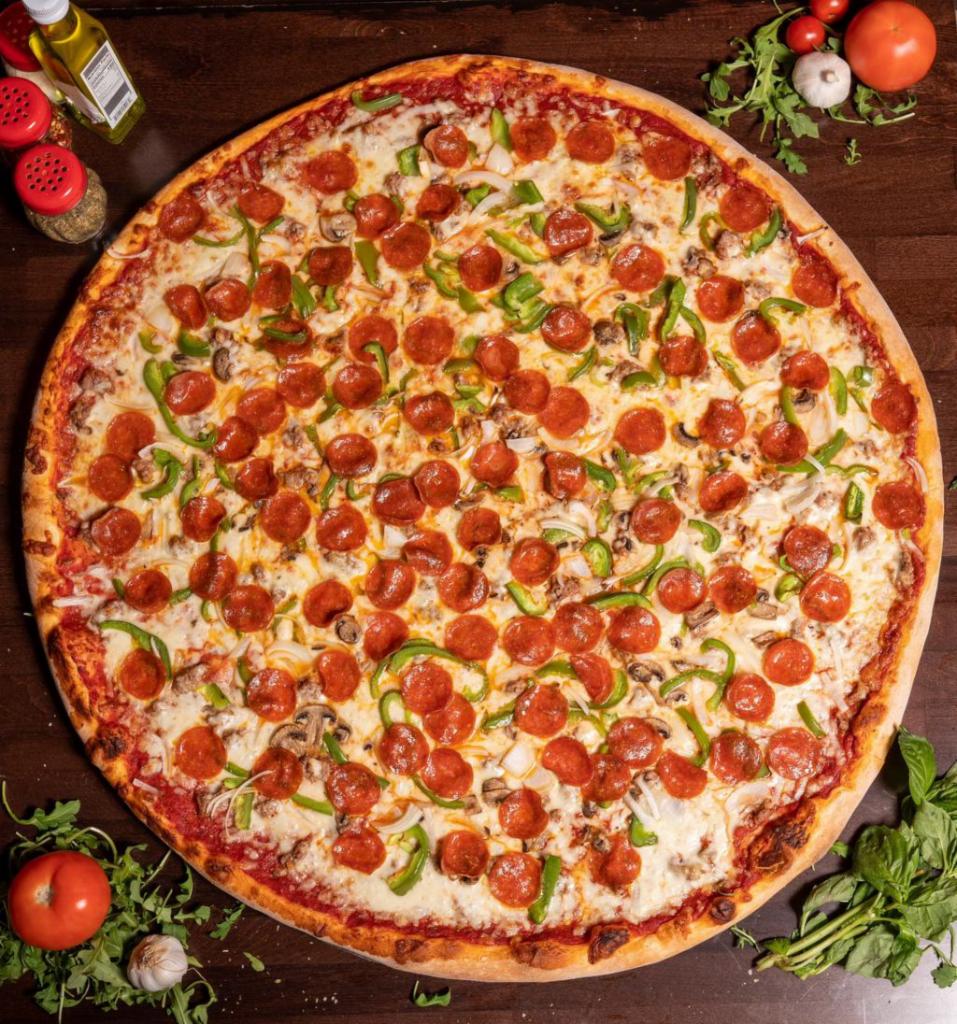 Hand Tossed Cheese Pizza · Choice of crust butter garlic crust, olive oil and basil crust, stuffed crust. Each extra ingredient for an additional charge.