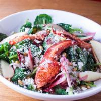 Lobster Kale Salad · Lobster, baby kale, gala apples, toasted pine nuts, crumbled goat & grated Parmesan cheeses ...