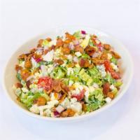 Chopped Romaine Salad · Green beans, chickpeas, egg, tomatoes, niman bacon, blue cheese.