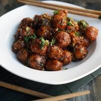 Vegetable Manchurian · Vegan & Vegetarian- Deep fried vegetable dumplings sautéed in manchurian sauce