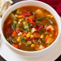 Vegetable Soup · Vegetarian-Vegetable broth with finely diced veggies